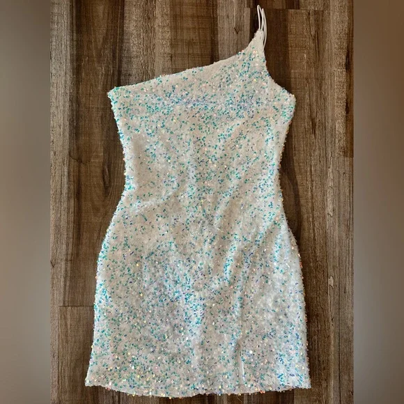 long sleeve skater dress Sage Glitter Skater Dress With Long Sleeves
